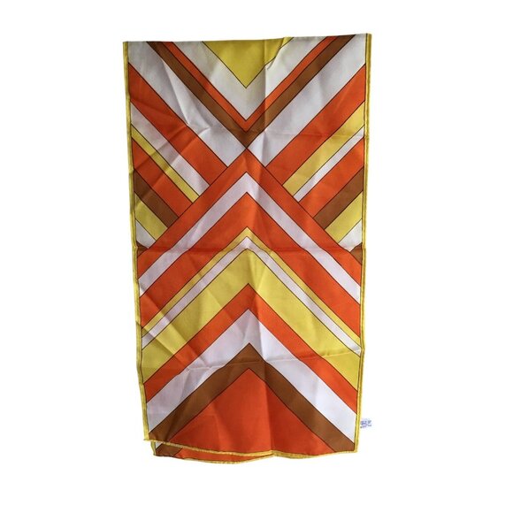 Vintage 1960s-70s Chevron Scarf Made In Japan Hand-Rolled Acetate Twill Signatur - Picture 1 of 5
